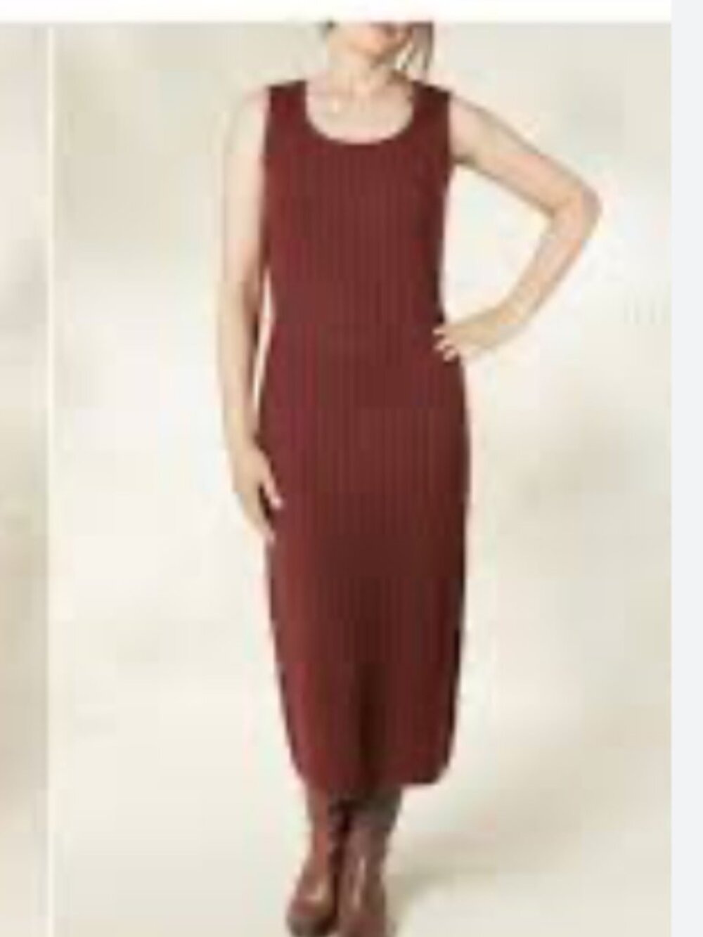 Coldwater Creek Ribbed Plum / Burgundy Midi Sweater Dress Size 2X Matching Top
